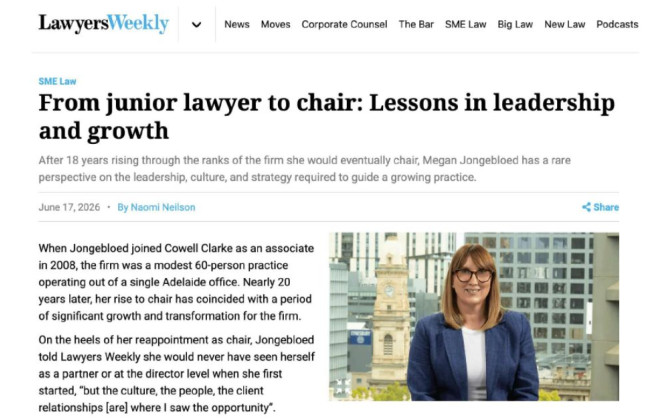 Media Feature | From Junior Lawyer to Chair: Lessons in Leadership and Growth