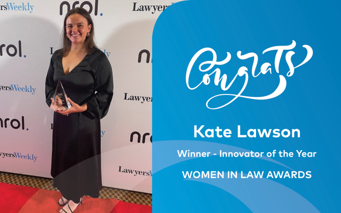 Winner of “Innovator of the Year” at the Women in Law Awards 2023.